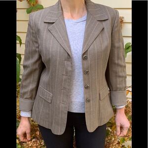 Talbots beige, striped jacket, beautiful shine, barely worn, size 10
